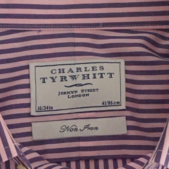 Charles Tyrwhitt Jermyn Street London Pink Purple non-Iron Dress Shirt 16 - Picture 9 of 9